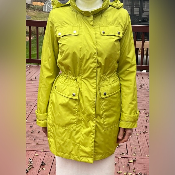 Alfani beautiful lime lightweight, lined jacket, waist drawlive, zipper,hood S/P - Picture 2 of 13